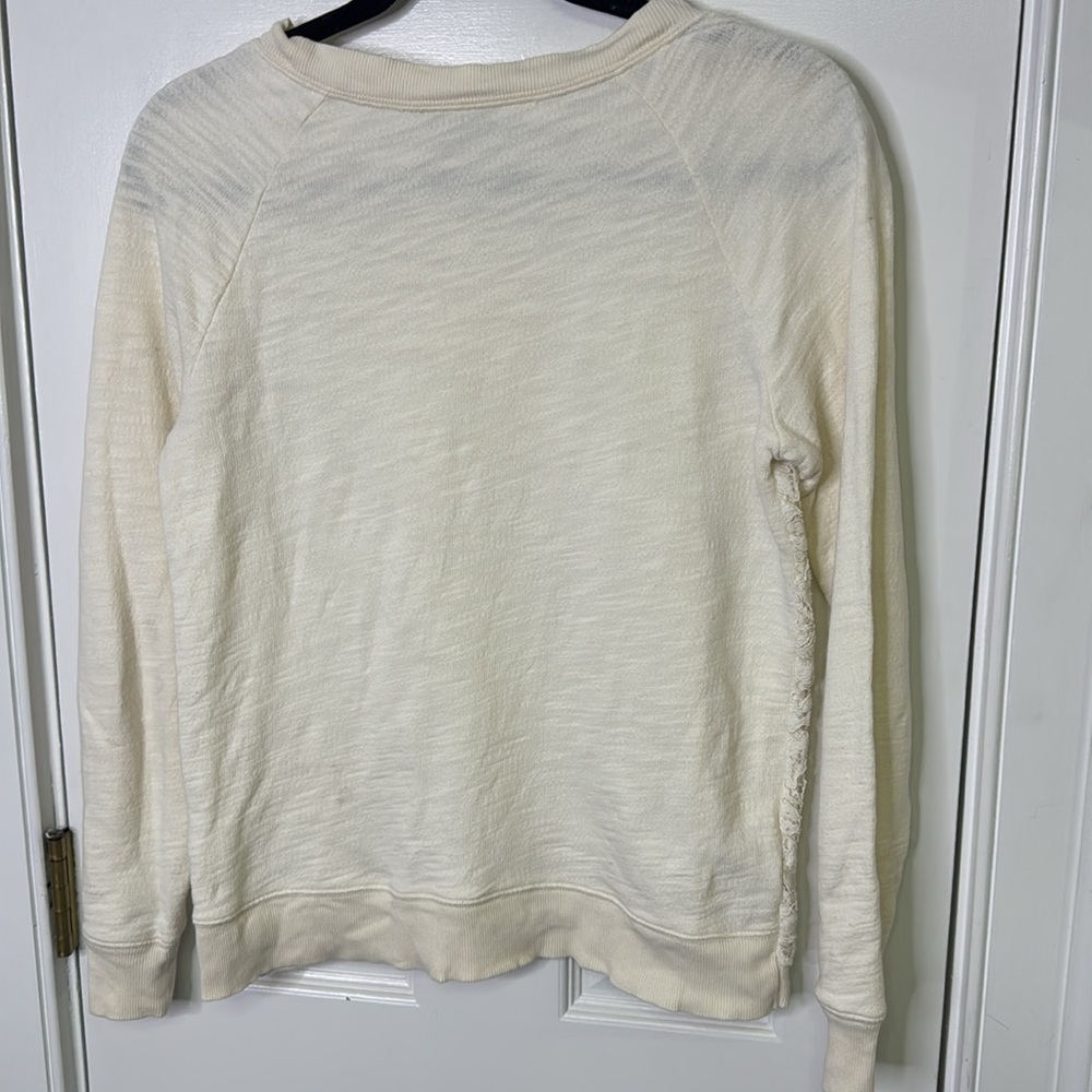 LOFT Cream Lace Front Sweater - Picture 8 of 8